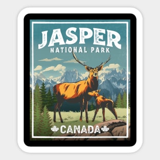 Jasper National Park Deer Vintage Look Sticker